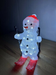 Snowtime 29Cm Skiing Snowman Christmas Decoration With 30 Ice White Leds With A 5M Cable - thumbnail 5