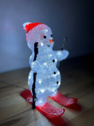 Snowtime 29Cm Skiing Snowman Christmas Decoration With 30 Ice White Leds With A 5M Cable - thumbnail 4