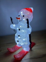Snowtime 29Cm Skiing Snowman Christmas Decoration With 30 Ice White Leds With A 5M Cable - thumbnail 6