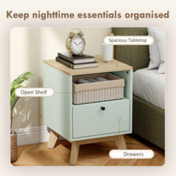 Homcom Modern Nightstand Set Of 2, Bedside Table With Drawer And Open Shelf - thumbnail 5