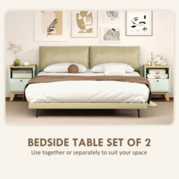 Homcom Modern Nightstand Set Of 2, Bedside Table With Drawer And Open Shelf - thumbnail 4