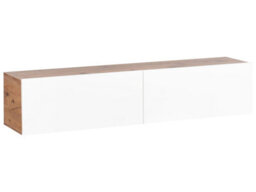 Wyld And Coco White And Brown Wall-Mounted Tv Stand For Tvs Up To 55 Inches With 2 Hidden Cabinets - thumbnail 3