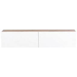 Wyld And Coco White And Brown Wall-Mounted Tv Stand For Tvs Up To 55 Inches With 2 Hidden Cabinets - thumbnail 1