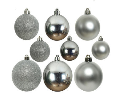 Decoris 2 X 30 Silver Christmas Tree Baubles - image 1