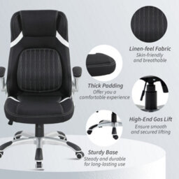 Vinsetto Fabric Office Desk Chair W/ Adjustable Height Tilt Function Black - thumbnail 9