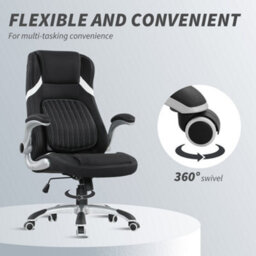 Vinsetto Fabric Office Desk Chair W/ Adjustable Height Tilt Function Black - thumbnail 8