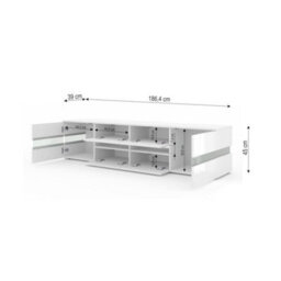 Arte Viper Tv Cabinet 186Cm White - Sleek Modern Media Unit With Six Doors, Led Lighting, And Plenty Of Storage For Living Rooms - thumbnail 4