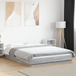 Berkfield Bed Frame With Led Lights Without Mattress Grey Sonoma 120X200Cm - thumbnail 1