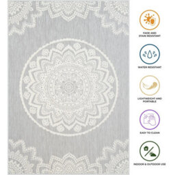 Homeart Outdoor Indoor Rug, Easy Clean, Uv Weather Resistant Rug For Patio, Gardenmandala Grey, Cream,160X230Cm - thumbnail 7