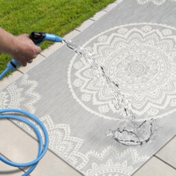 Homeart Outdoor Indoor Rug, Easy Clean, Uv Weather Resistant Rug For Patio, Gardenmandala Grey, Cream,160X230Cm - thumbnail 6