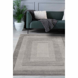 Melrose Portia Border Grey Indoor Small Area Rug 12mm Pile Height 080/150Cm - thumbnail 1