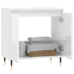 Berkfield Bathroom Cabinet High Gloss White 58X33X60 Cm Engineered Wood - thumbnail 3