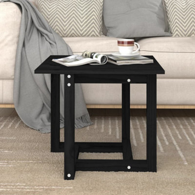 Berkfield Coffee Table Black 50X50X45 Cm Solid Wood Pine - image 1