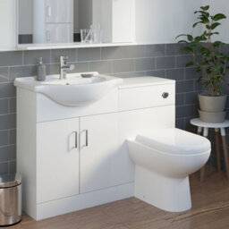 Affine 1150mm Toilet & Vanity Unit Basin Sink Combined Bathroom Furniture White Gloss - thumbnail 4