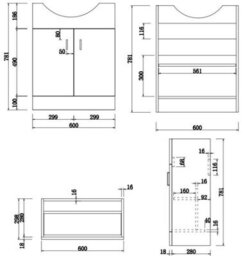 Affine 1150mm Toilet & Vanity Unit Basin Sink Combined Bathroom Furniture White Gloss - thumbnail 6