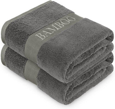 Gaveno Cavailia 2Pk Bamboo Bath Sheet 90X140 Charcoal Super Absorbent Quick Drying Extra Large Cotton Towel Set For Spa Gym Towel - image 1