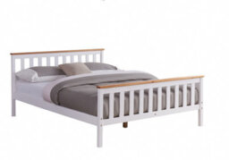 Home Detail Woodford King White And Oak Finish Wooden Bed Shaker Style Headboard Classic Frame Solid Pine Wood - thumbnail 2