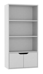 Urbn-Living Urbnliving Height 118Cm 4 Tier Wooden Bookcase Cupboard With Doors Storage Shelving Display Colour White Door White Cabinet Unit - thumbnail 4