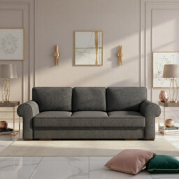 Bukiet Modern Upholstered Sofa Bed With Storage Polyurethane Foam Wavy Springs 256X103X95Cm Graphite