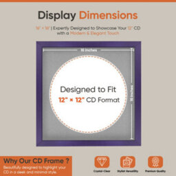 "16X16"" Purple Modern Vinyl Record Frame With Silver Mount For 12 Inch Lp Disc - Ak Frames" - thumbnail 2