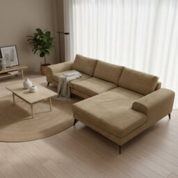 Abakus Direct Venice Chenille Corner Sofa In Brown Right Facing With Deep Seats And Extra-Wide Padded Arms - thumbnail 3
