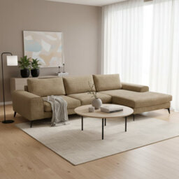 Abakus Direct Venice Chenille Corner Sofa In Brown Right Facing With Deep Seats And Extra-Wide Padded Arms - thumbnail 4