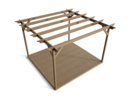 Arbor Garden Solutions Timber Pergola And Decking Complete Diy Kit, Orchid Design (3M X 3M, Rustic Brown Finish) - thumbnail 1