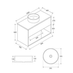 Homestylestore Dark Oak 1000mm Wall Hung Bathroom Vanity Unit With Round Countertop Basin - thumbnail 4