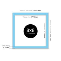 8X8 Light Blue Picture Frame (20.3 X 20.3Cm) Poster, Photo, Artwork, Gallery Wall Or Print - thumbnail 3