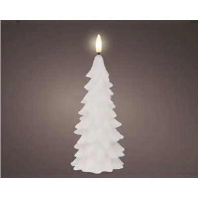 Kaemingk Led Wick Candle Wax Tree Steady Flame Indoor Decoration White - D.8Cm H.19.5Cm - image 1