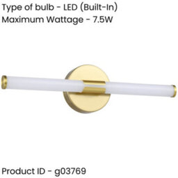 Loops 2 Pack Stylish 60Cm Led Brushed Brass Wall Light For Modern Bathroom Design - thumbnail 2