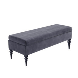 Safar Plain 137Cm Ottoman Storage Bench - Plush Velvet Shoe Bench - Steel Grey Upholstery Footstool With Storage