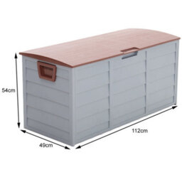 Living And Home 3.6 X 1.7 Ft Brown Waterproof Wooden Style Large Plastic Garden Storage Box With Wheels 290L - thumbnail 9