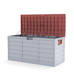 Living And Home 3.6 X 1.7 Ft Brown Waterproof Wooden Style Large Plastic Garden Storage Box With Wheels 290L - thumbnail 6