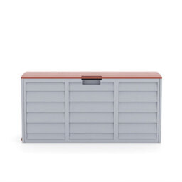 Living And Home 3.6 X 1.7 Ft Brown Waterproof Wooden Style Large Plastic Garden Storage Box With Wheels 290L - thumbnail 4