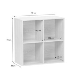 Sweeek - Shelf / Bookcase With Light Wood-Effect Finish 4 Compartments W 70 X D 35 X H 70 Cm    Kompo - thumbnail 5