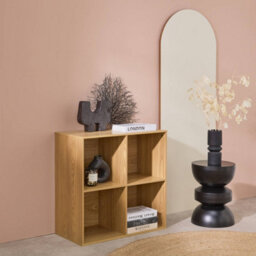 Sweeek - Shelf / Bookcase With Light Wood-Effect Finish 4 Compartments W 70 X D 35 X H 70 Cm    Kompo - thumbnail 4