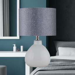 First Choice Lighting Set Of 2 Tuscan White Ceramic Lamps With Silver Grey Glitter Shade - thumbnail 7