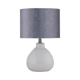 First Choice Lighting Set Of 2 Tuscan White Ceramic Lamps With Silver Grey Glitter Shade - thumbnail 2