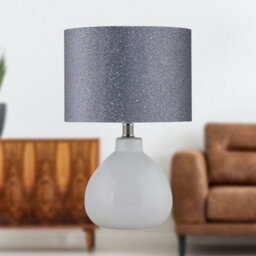 First Choice Lighting Set Of 2 Tuscan White Ceramic Lamps With Silver Grey Glitter Shade - thumbnail 6