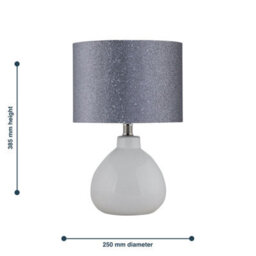 First Choice Lighting Set Of 2 Tuscan White Ceramic Lamps With Silver Grey Glitter Shade - thumbnail 8