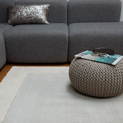 Silver Bordered Wool Handmade Modern Easy To Clean Handmade Rug For Dining Room Bedroom And Living Room-160Cm X 230Cm - image 1