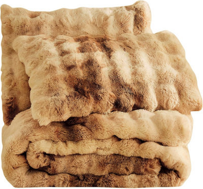 Sweet Dreams Cream Bubble Faux Rabbit Fur Duvet Cover And Pillowcase Set Double - image 1
