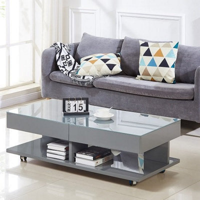 Furniture in Fashion Verona Extending High Gloss Coffee Table With Storage In Grey - image 1