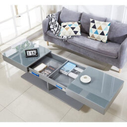 Furniture in Fashion Verona Extending High Gloss Coffee Table With Storage In Grey - thumbnail 2