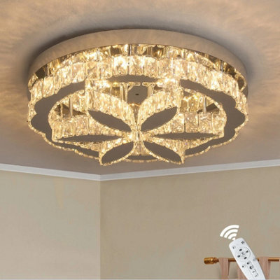 Led Ceiling Light Chandelier Silver Dimmable Remote Control 50X14Cm - image 1