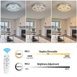 Led Ceiling Light Chandelier Silver Dimmable Remote Control 50X14Cm - thumbnail 4