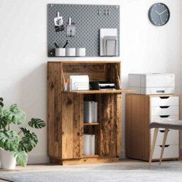 Berkfield Brown Writing Desk Old Wood Engineered Wood Medium - thumbnail 1