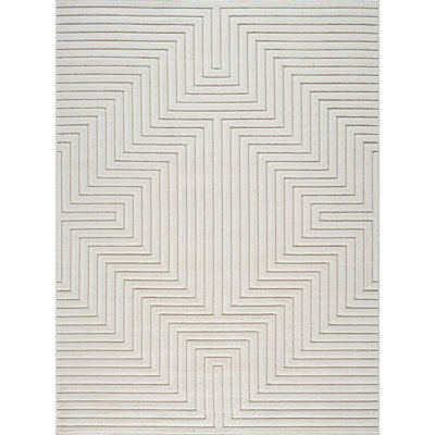 Livabliss Le Mans-Modern White 3D High & Low Pile Textured In- & Outdoor Rug 120 X 170 Cm Easy Care, Non Shedding - image 1
