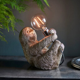 Vintage Silver Sloth Table Light - Resin Figure - Chrome Plated Lamp Holder - thumbnail 3